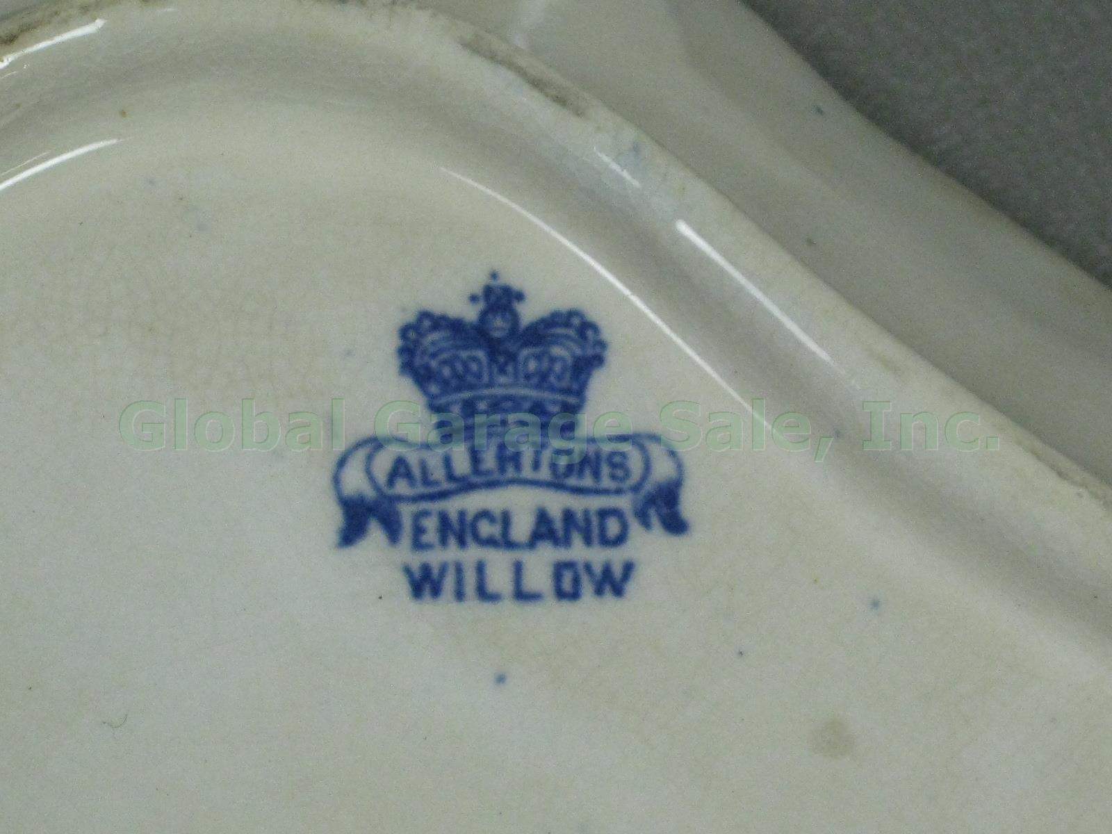 10 Vtg Antique Blue Willow Crescent Plate Side Dish Lot Allerton Wood & Son Ware 5