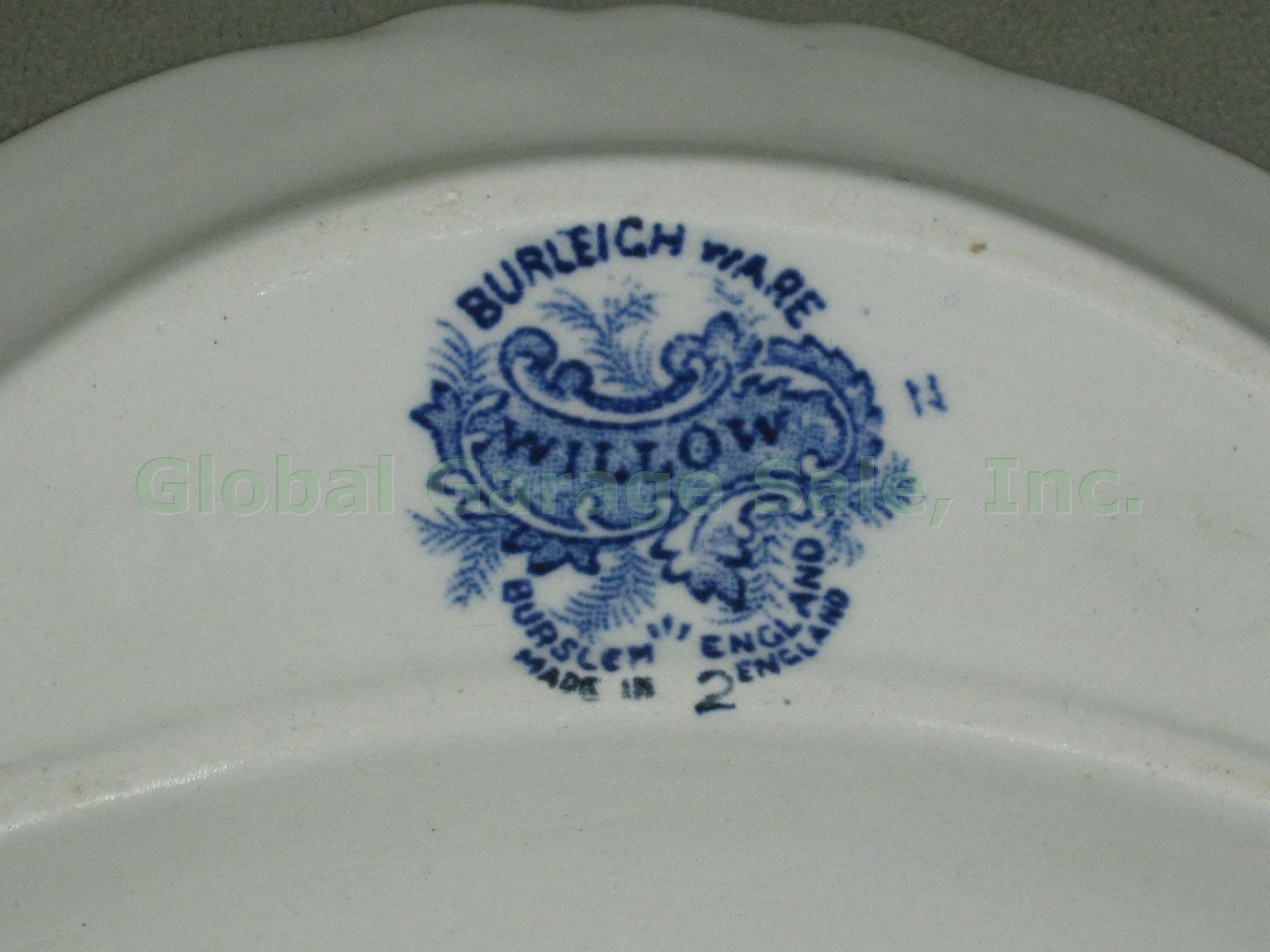10 Vtg Antique Blue Willow Crescent Plate Side Dish Lot Allerton Wood & Son Ware 10