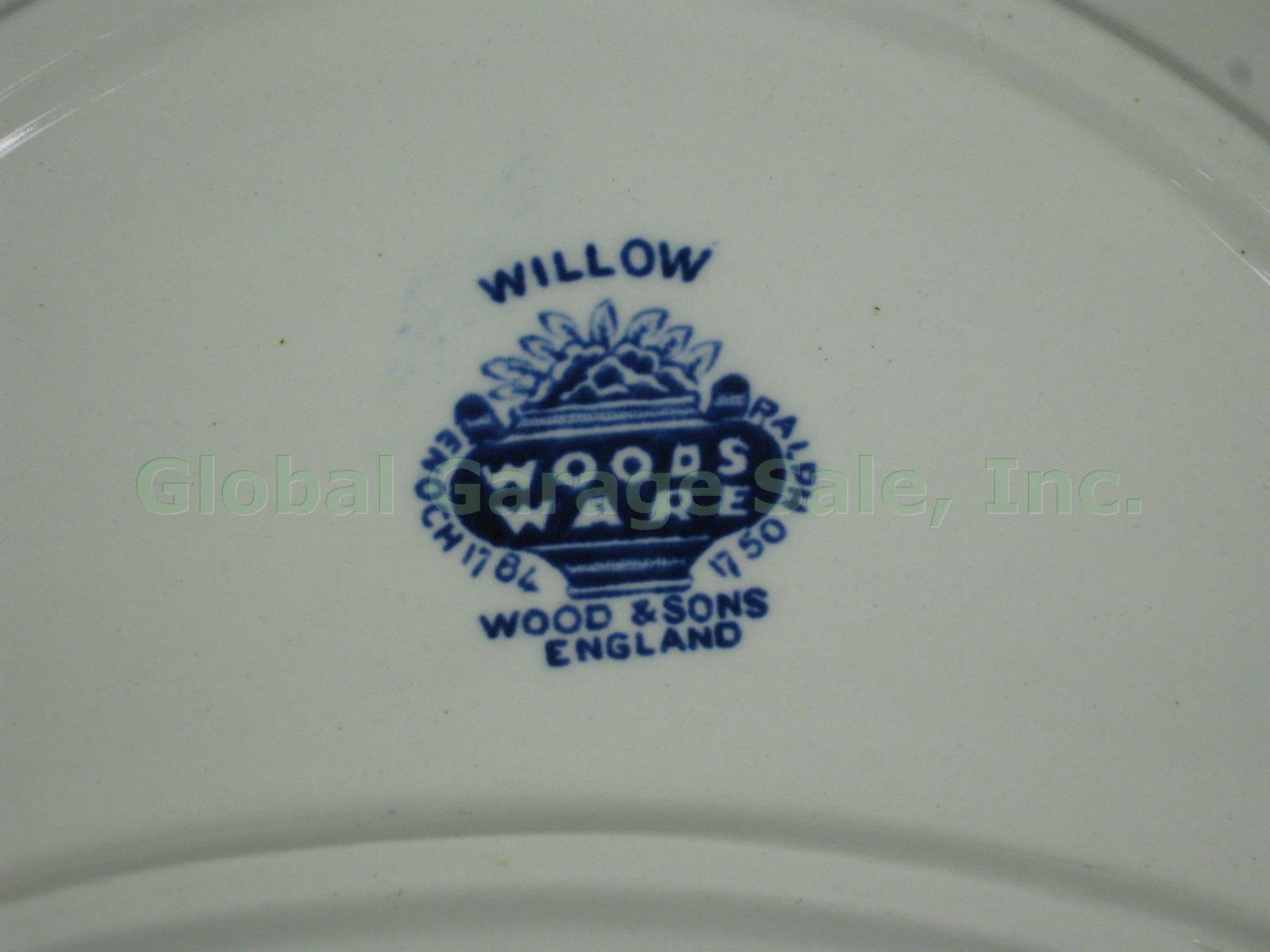 10 Vtg Antique Blue Willow Crescent Plate Side Dish Lot Allerton Wood & Son Ware 13