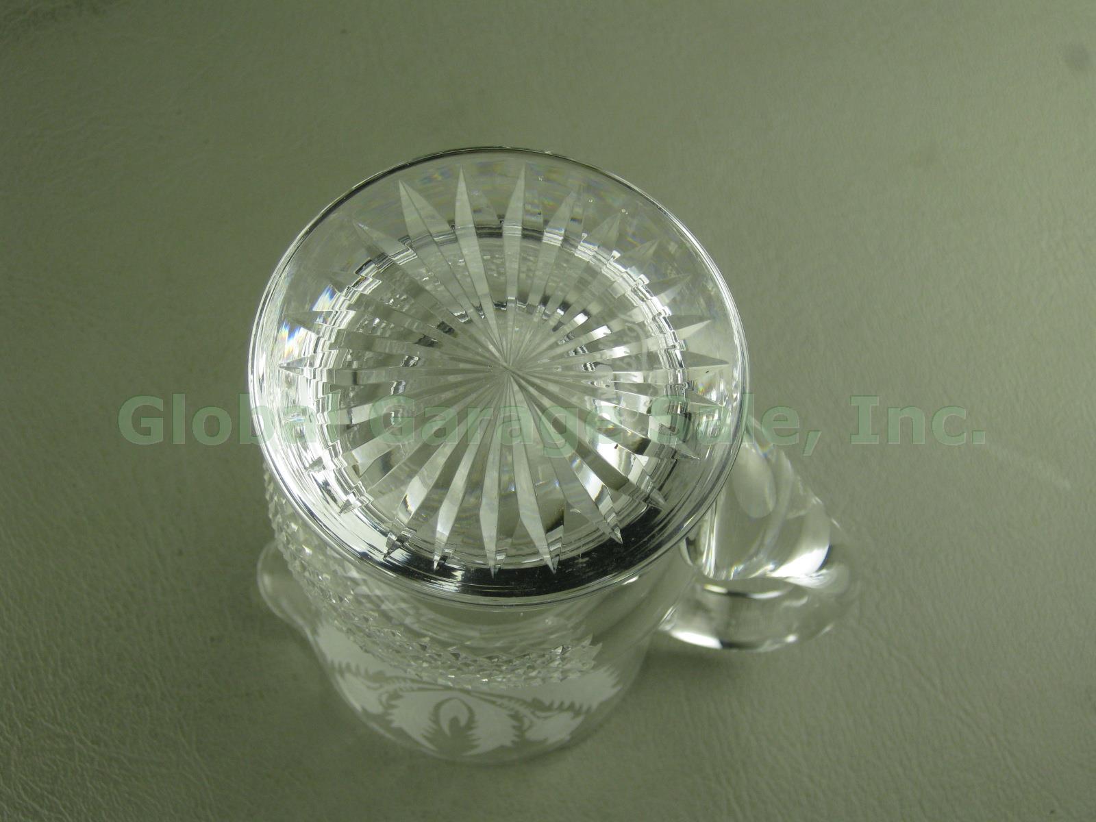 Vtg Edinburgh Thistle Pattern Etched Cut Glass Crystal 4" Pitcher Jug +Dish Bowl 5