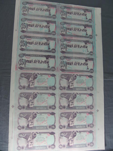 10 Uncut Sheets 40,000 Saddam Hussein Iraqi Dinars NR 2
