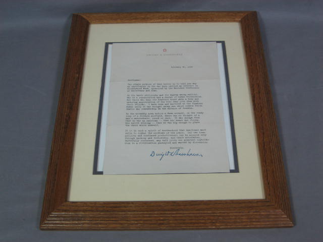 1948 Dwight D. Eisenhower Ike Signed Anti-War Letter NR
