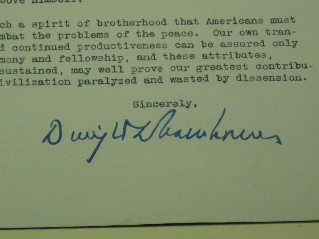 1948 Dwight D. Eisenhower Ike Signed Anti-War Letter NR 3