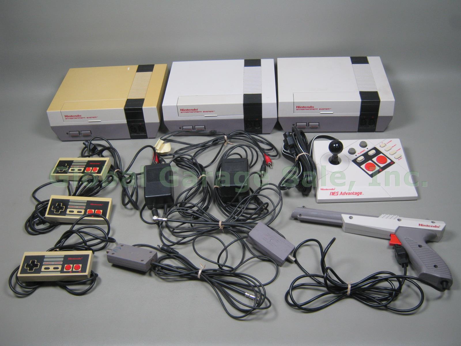 Nintendo NES Game Console Advantage Joystick Zapper Gun Controller Lot Bundle NR