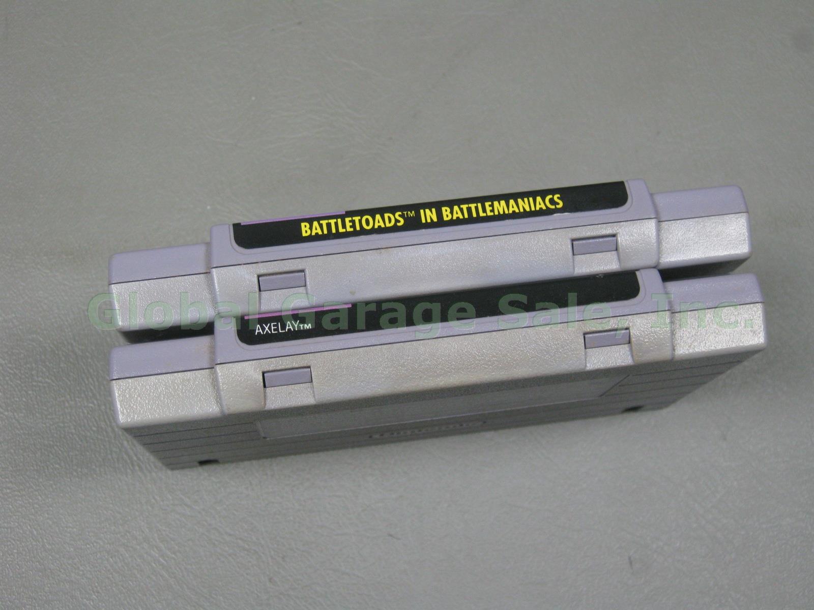 2 Super Nintendo SNES Game Cart Lot Battletoads In Battlemaniacs Axelay + Manual 5
