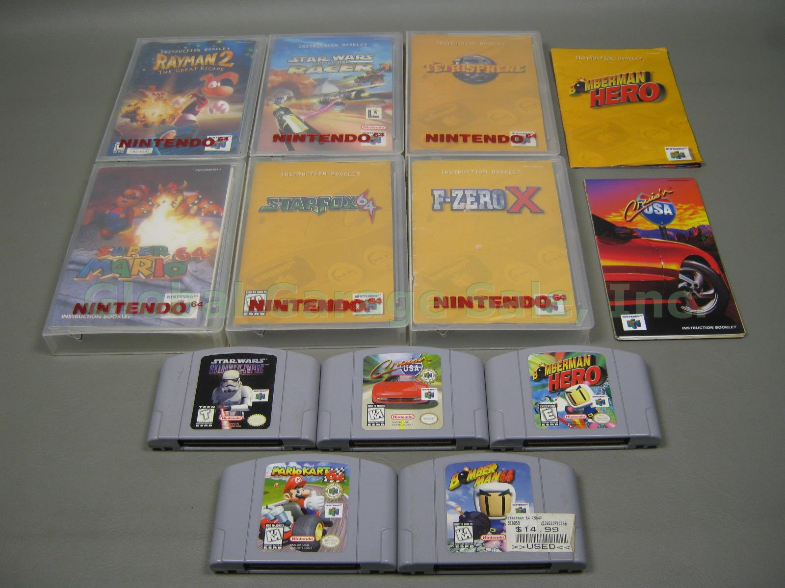 Nintendo 64 N64 Game Lot Super Mario Kart Starfox F-Zero X Bomberman Hero Bundle