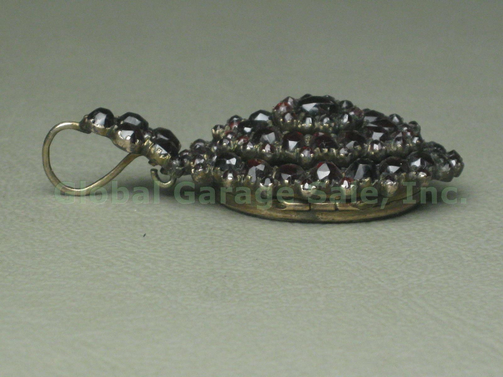 4 Vintage Antique Photo Lockets Garnet Opal Etched Necklace Pendants Jewelry Lot 2