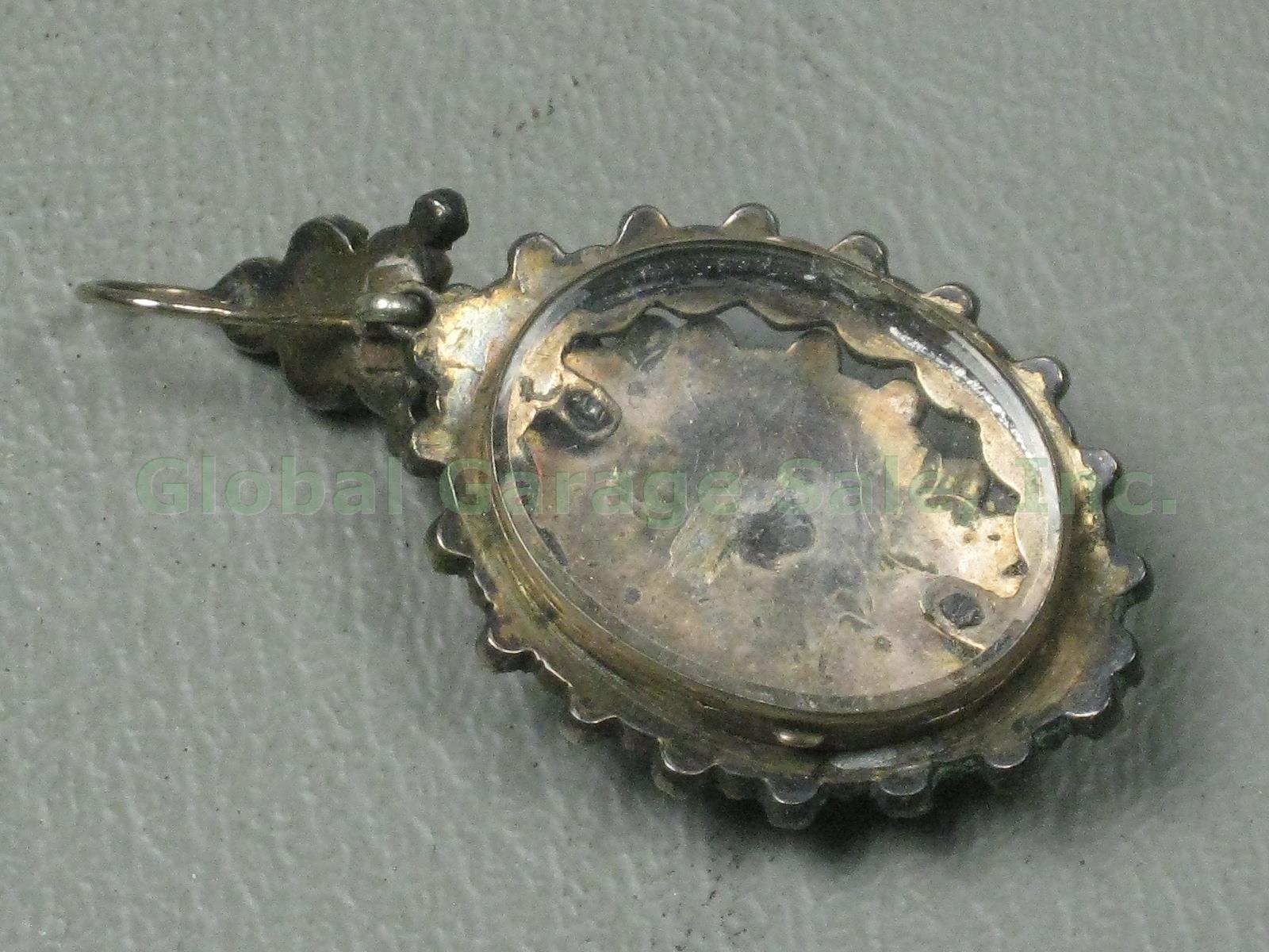 4 Vintage Antique Photo Lockets Garnet Opal Etched Necklace Pendants Jewelry Lot 5