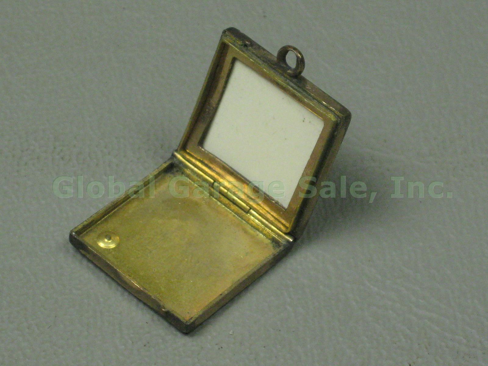4 Vintage Antique Photo Lockets Garnet Opal Etched Necklace Pendants Jewelry Lot 8