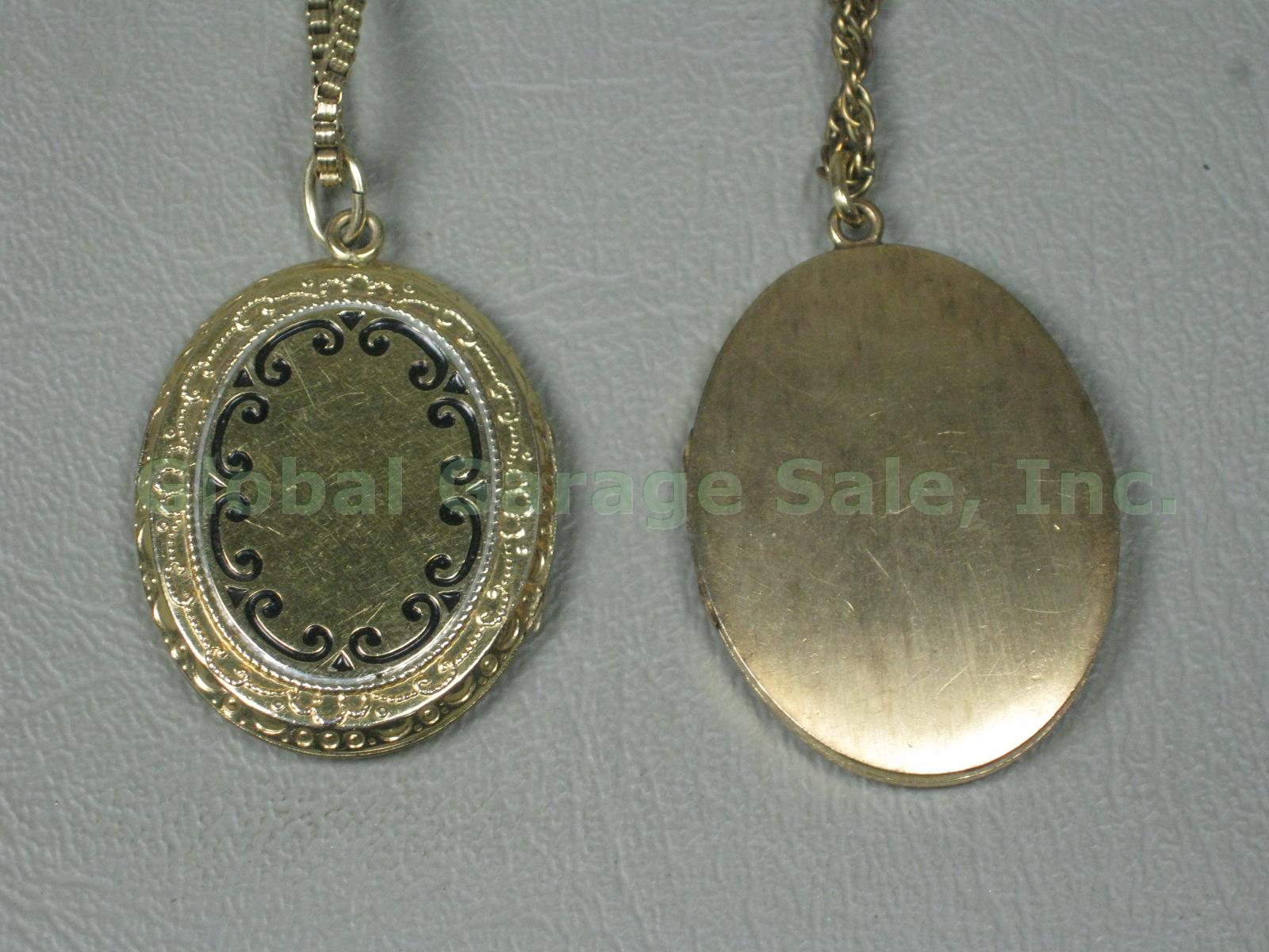 4 Vintage Antique Photo Lockets Garnet Opal Etched Necklace Pendants Jewelry Lot 11