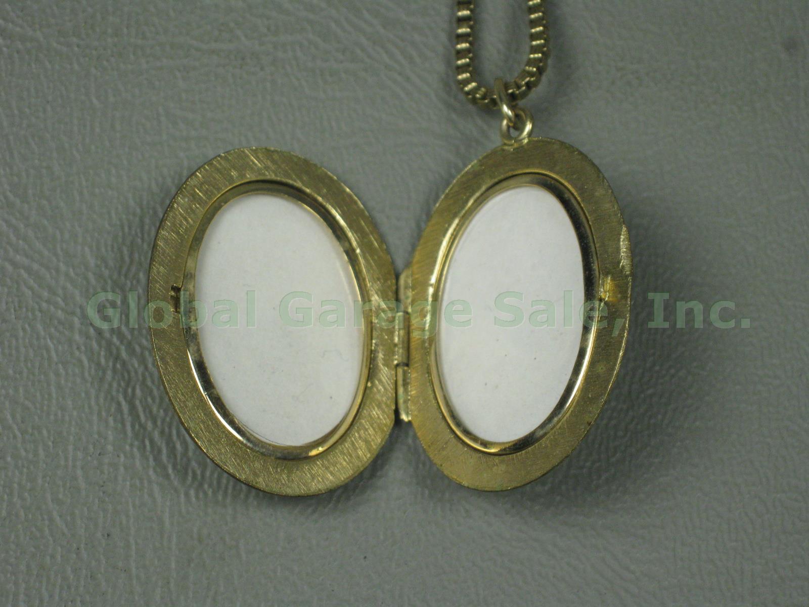 4 Vintage Antique Photo Lockets Garnet Opal Etched Necklace Pendants Jewelry Lot 12