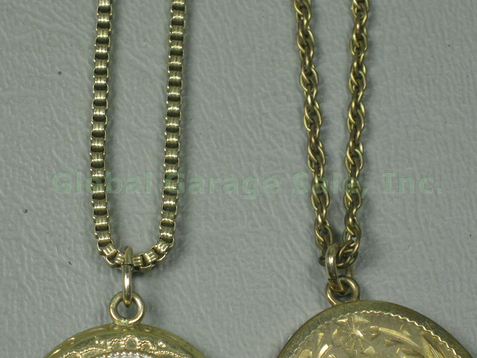 4 Vintage Antique Photo Lockets Garnet Opal Etched Necklace Pendants Jewelry Lot 14