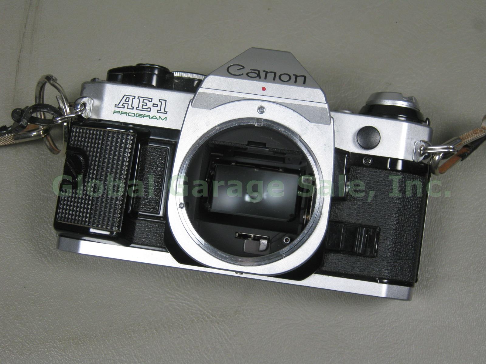 Canon AE-1 Program SLR FD 50mm Sigma 28-70 80-205 Macro Zoom Lens Case Bundle NR 1