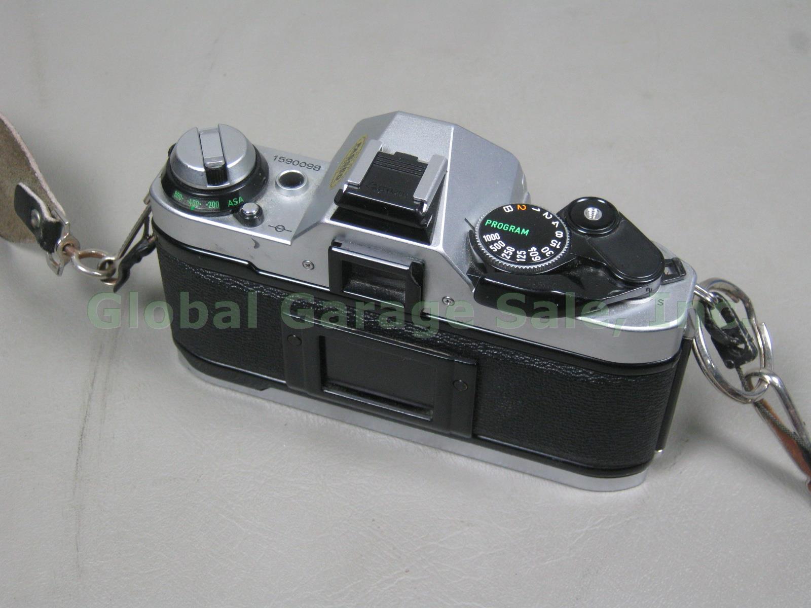 Canon AE-1 Program SLR FD 50mm Sigma 28-70 80-205 Macro Zoom Lens Case Bundle NR 3