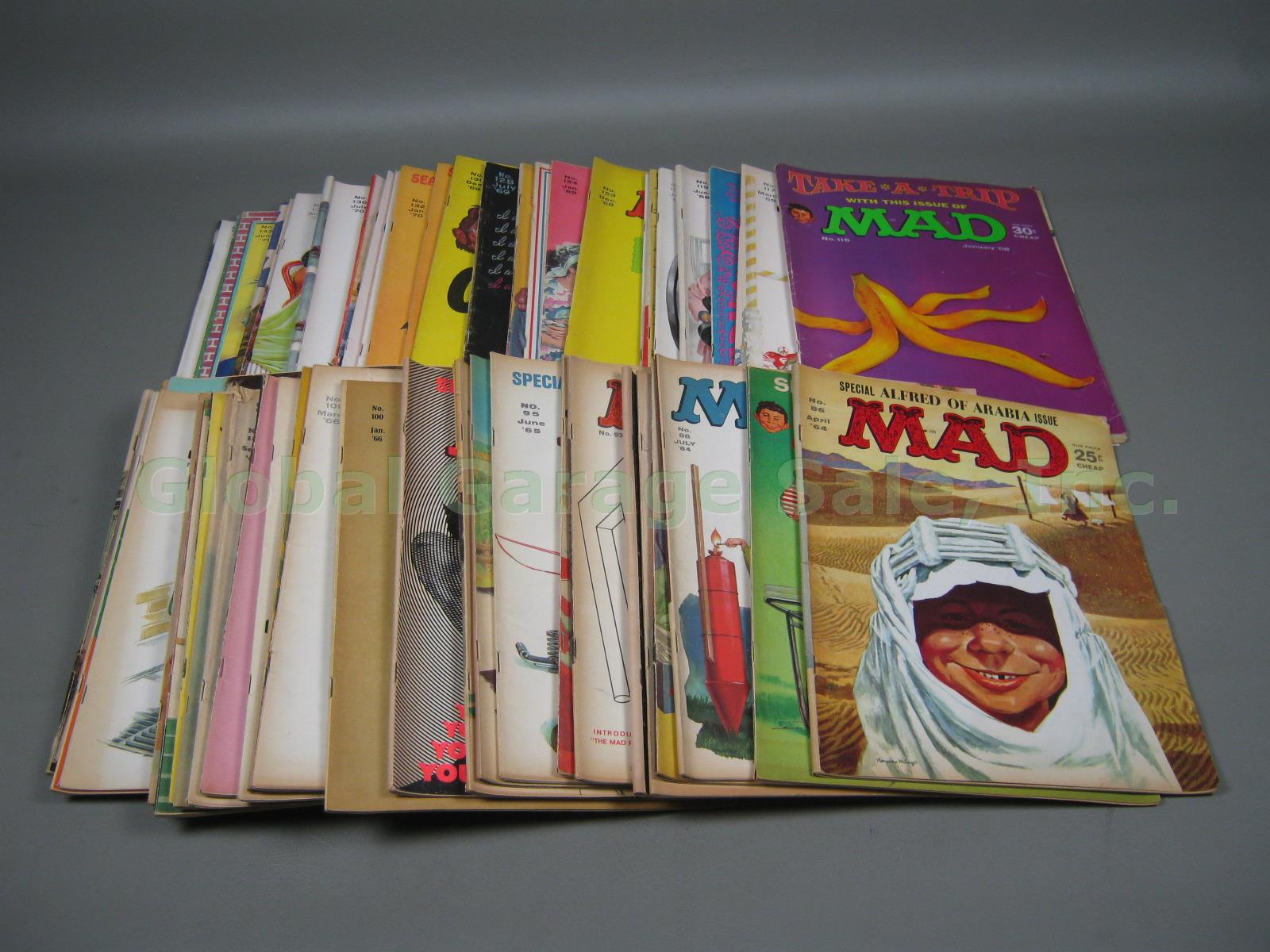 Vtg 1964-1971 Mad Magazine Lot 56 Issues #86-145 Almost Full Run Only 5 Missing!