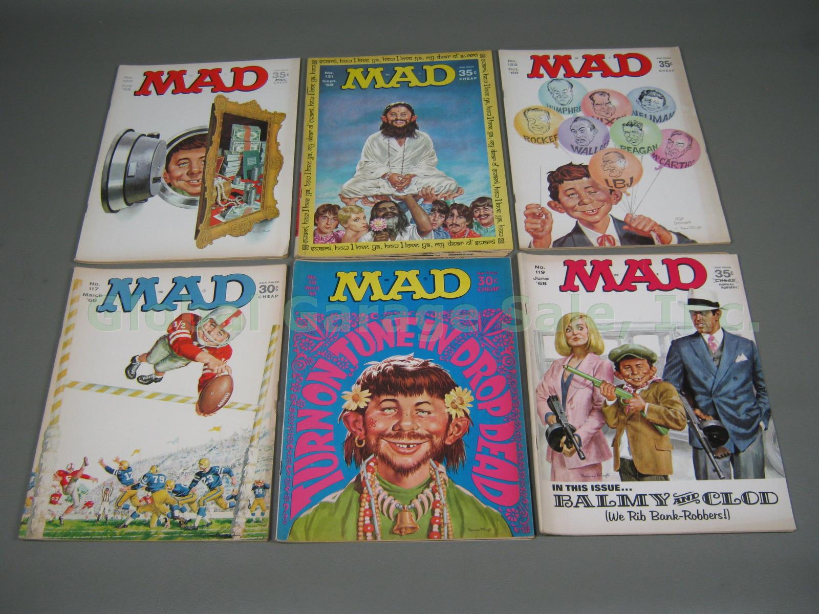 Vtg 1964-1971 Mad Magazine Lot 56 Issues #86-145 Almost Full Run Only 5 Missing! 6