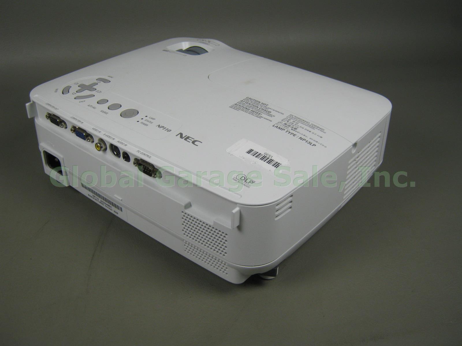 NEC NP 110 DLP 2200 ANSI Lumen 1600x1200 Resolution Projector 1495 Hours On Bulb 2