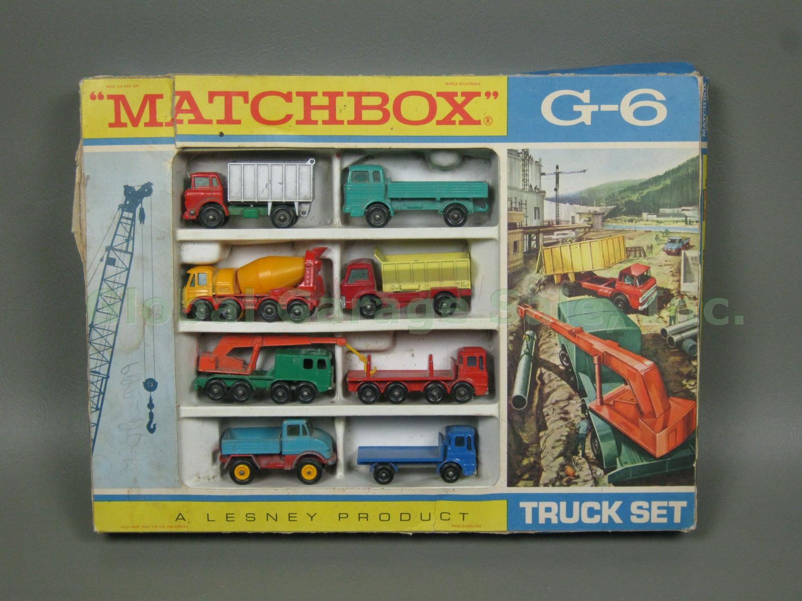 Vtg 1970 Matchbox Lesney G-6 Diecast Toy Truck Gift Set In Original Box No Logs