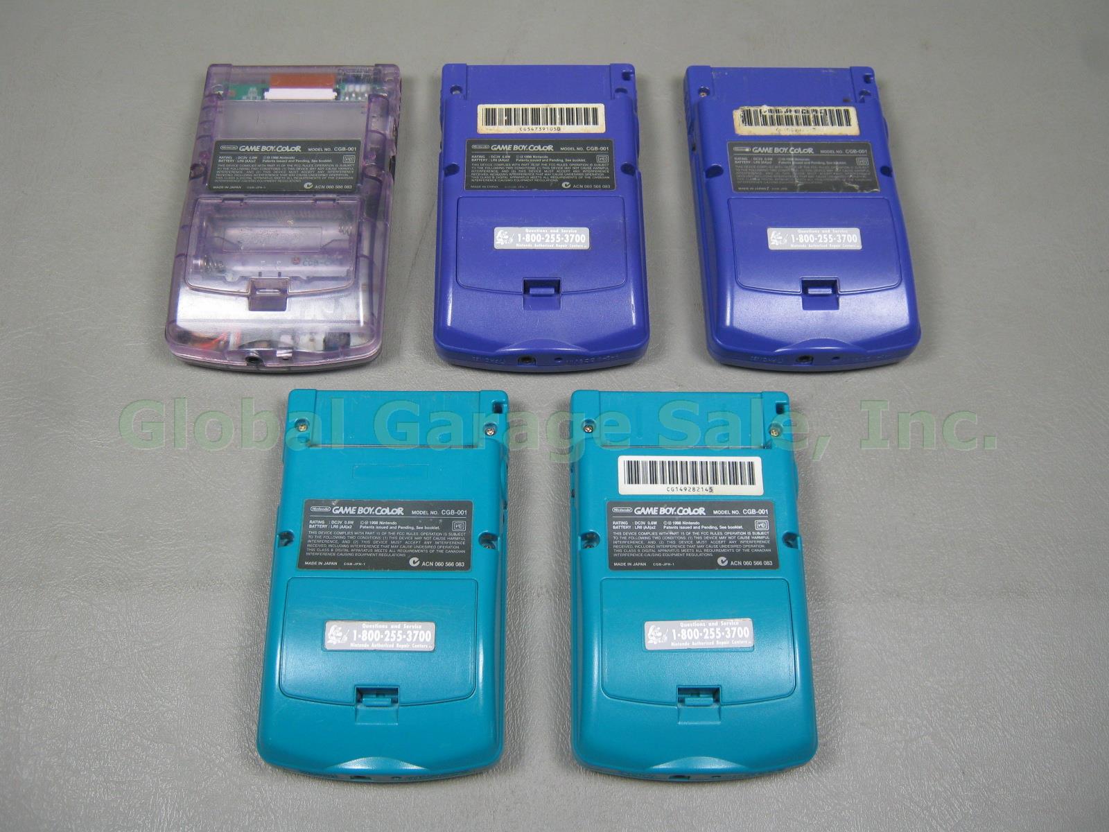 5 Tested Nintendo Gameboy Color GBC CGB-001 Console Lot Atomic Purple Grape Teal 6