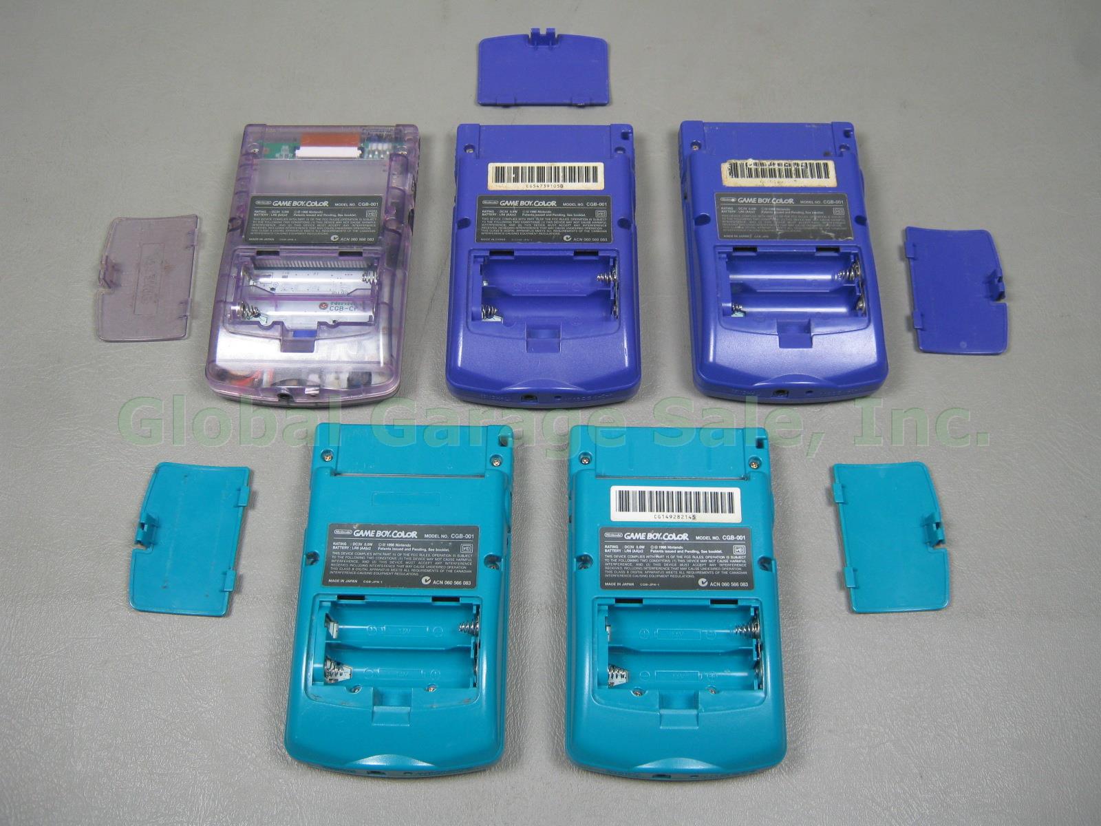 5 Tested Nintendo Gameboy Color GBC CGB-001 Console Lot Atomic Purple Grape Teal 7