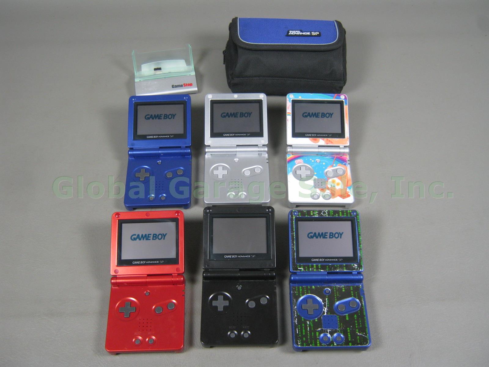 6 Nintendo Gameboy Advance GBA SP AGS-001 Consoles System Collection Bundle Lot
