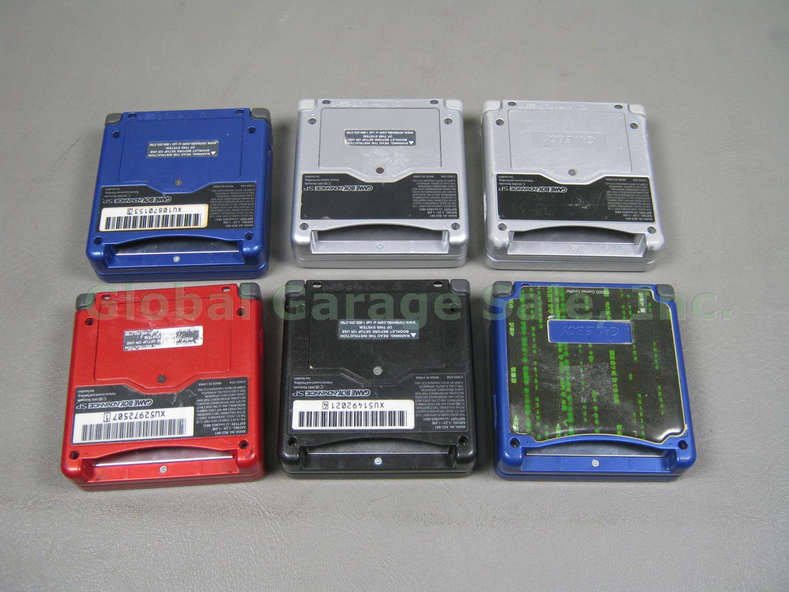 6 Nintendo Gameboy Advance GBA SP AGS-001 Consoles System Collection Bundle Lot 2