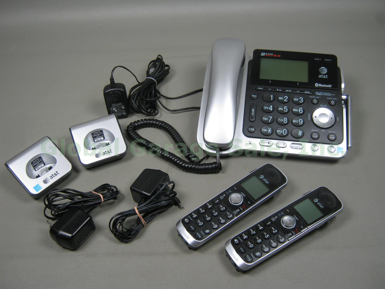 AT&T DECT 6.0 TL86109 TL86009 2-Line 1 Corded 2 Cordless Bluetooth Phone System