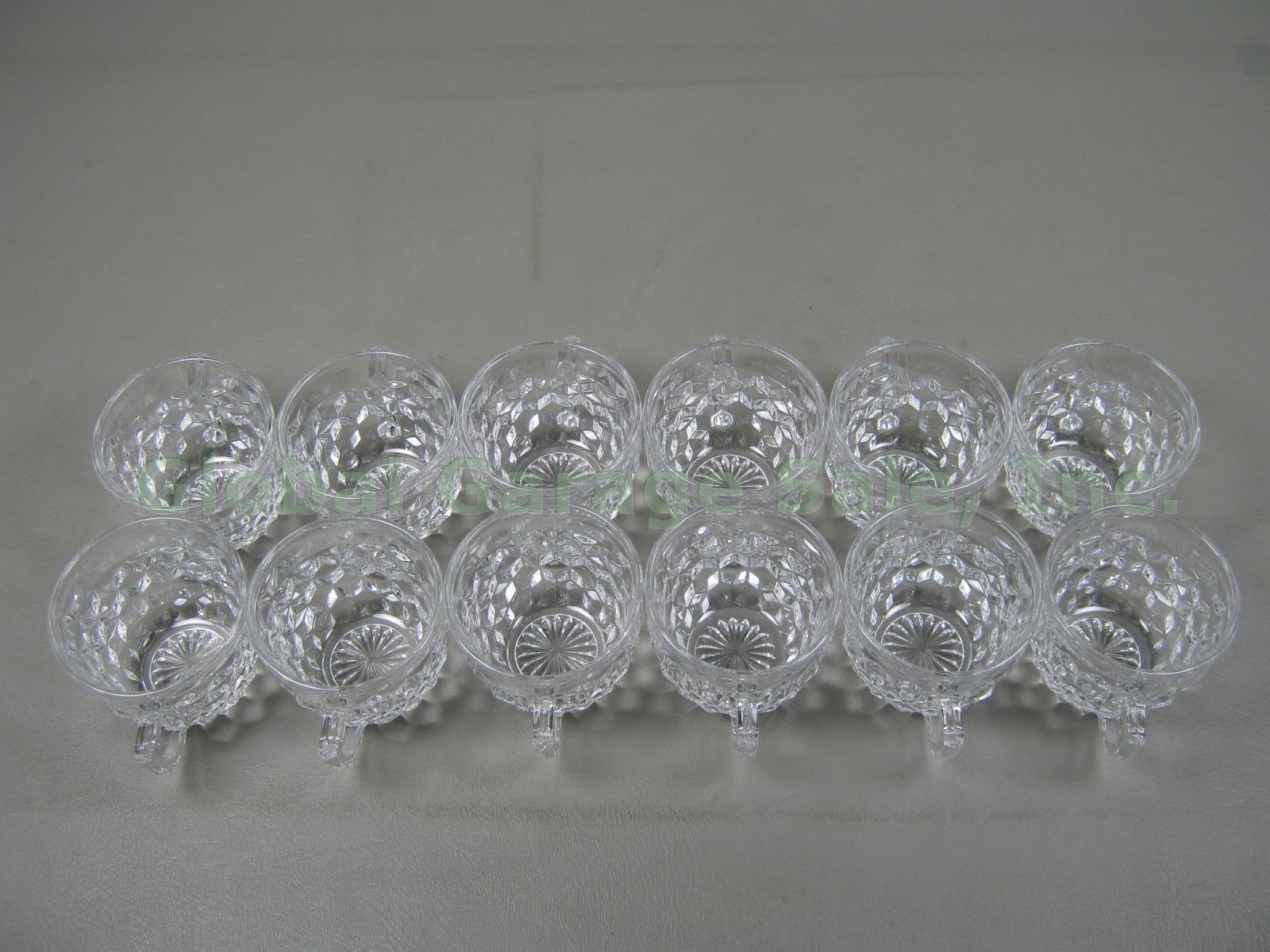 Vtg 14.5" Fostoria Early American Clear Glass Crystal Punch Bowl + 12 Cups Ladle 4