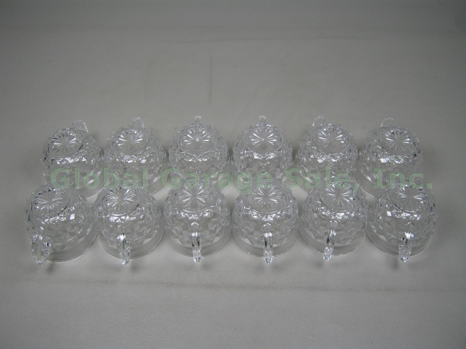 Vtg 14.5" Fostoria Early American Clear Glass Crystal Punch Bowl + 12 Cups Ladle 6
