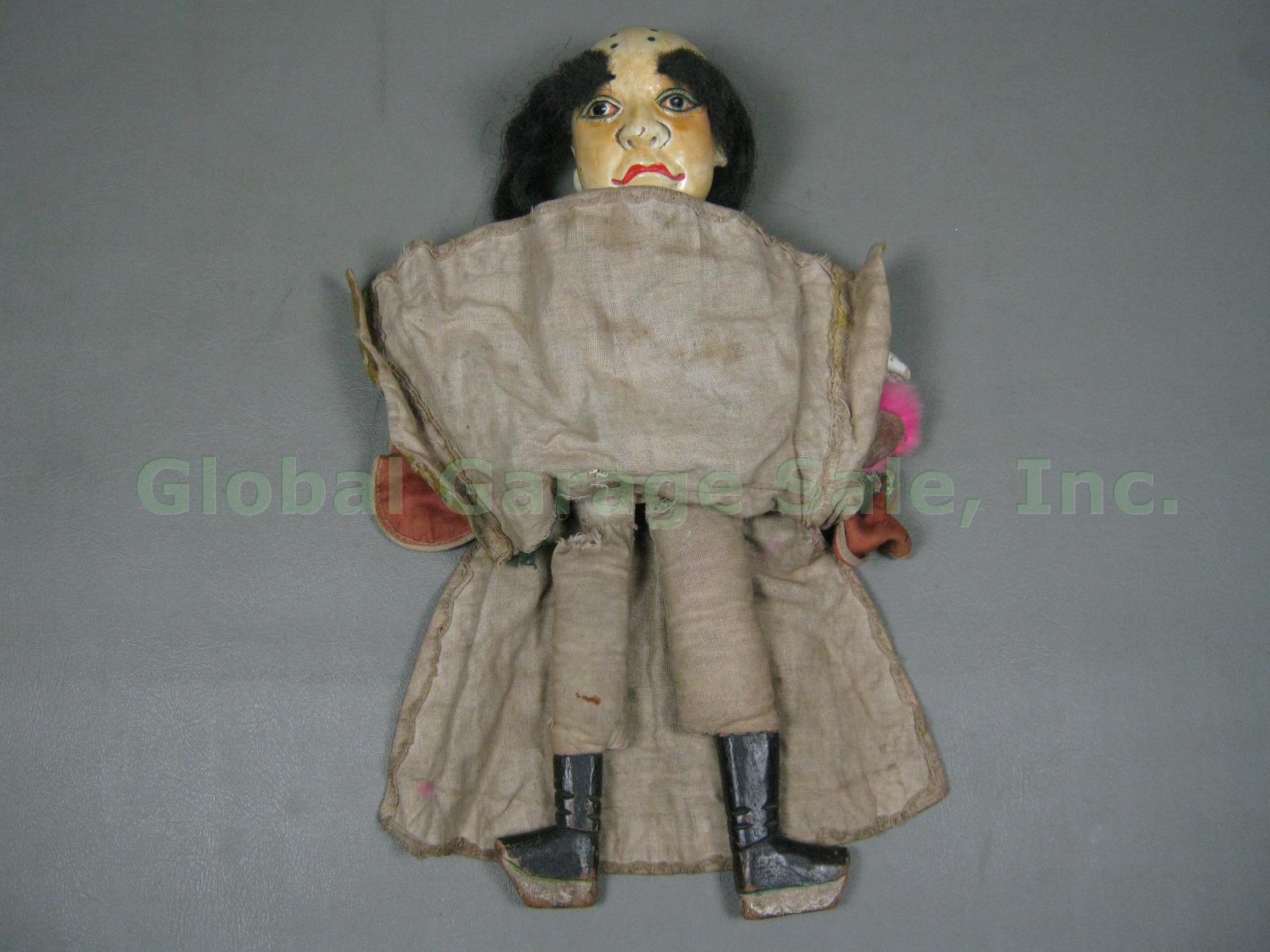 Antique Chinese 16" Puppet Doll Marionette Wooden Head Silk Clothing Human Hair? 20