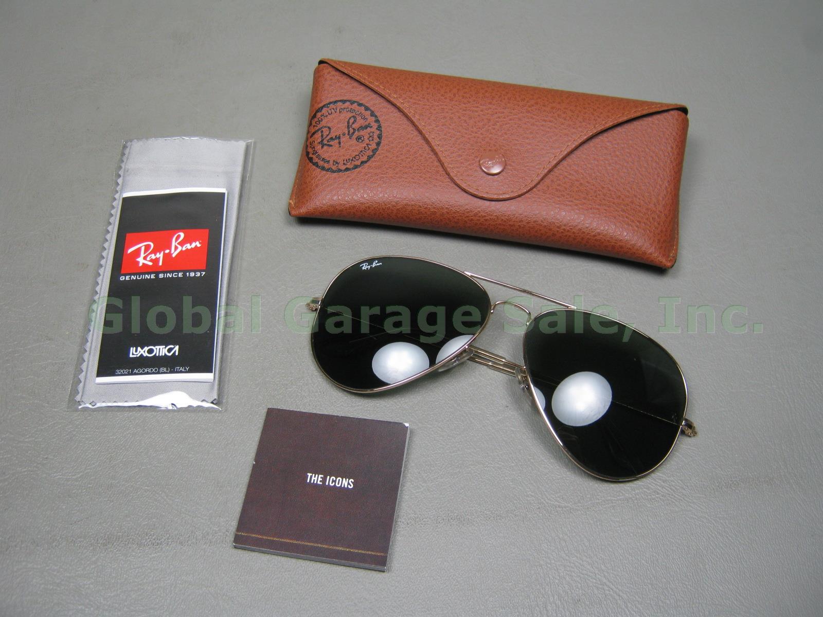 Ray Ban Aviator RB3026 Large Gold Metal Frame II L2846 62 Green Lens Sunglasses