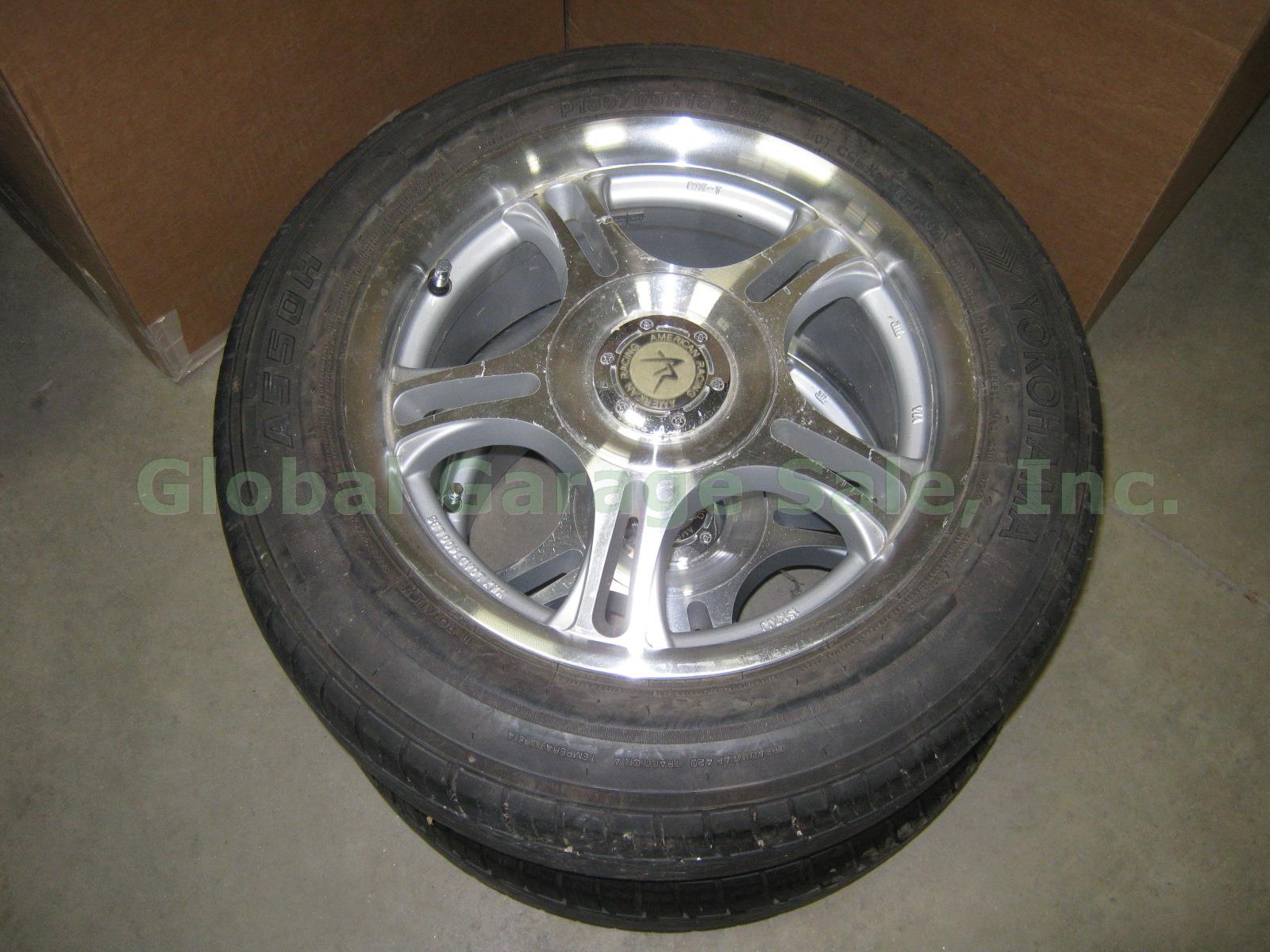 4 Yokohama 185 65 R15 86H A550H Tires W/ American Racing Rims 15X7JJ Wheels Caps 7