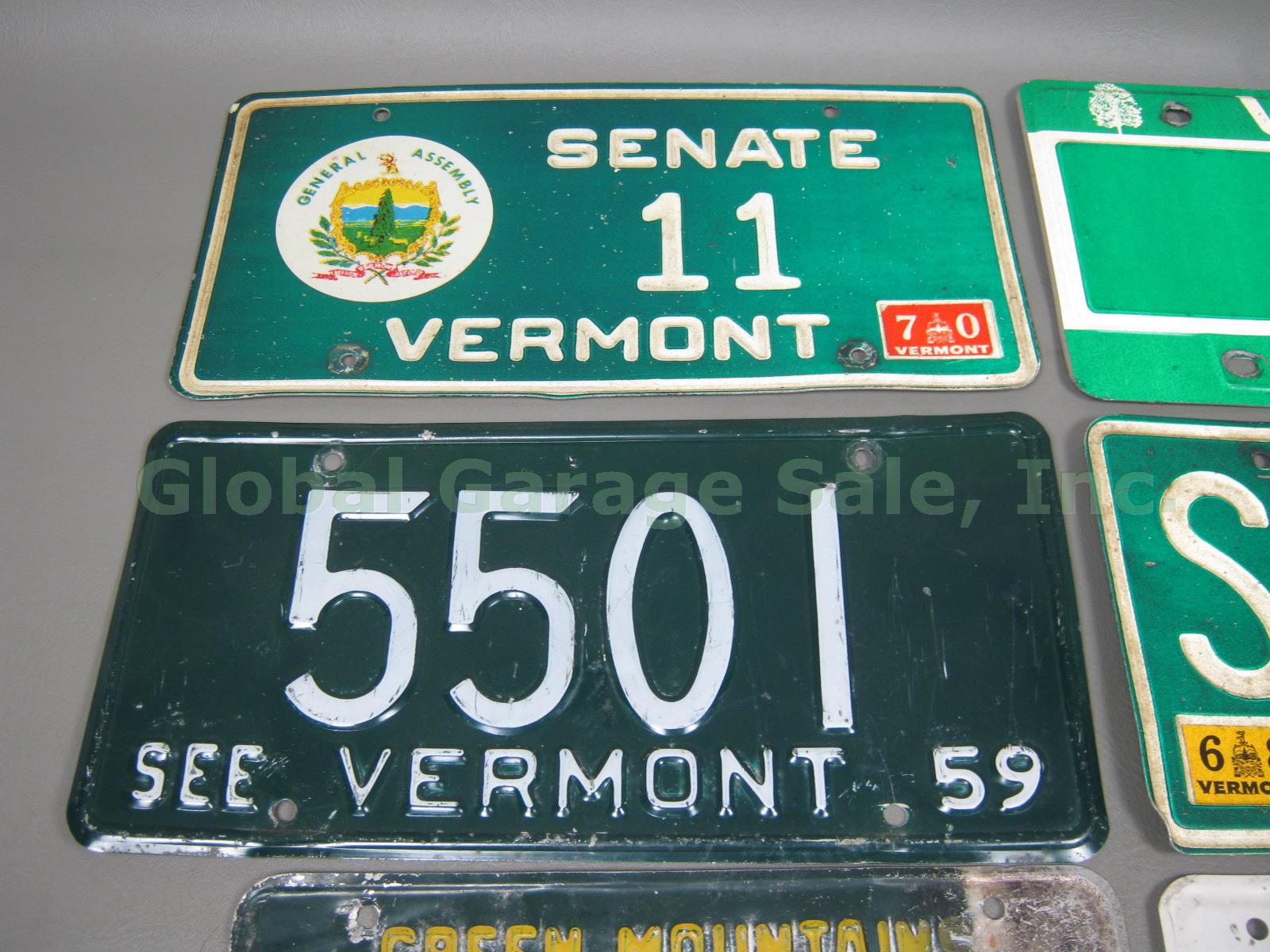 8 Vermont License Plate Tag Lot 1935 1948 AGR 1956 1959 1967 1970 Zero Vanity NR 3