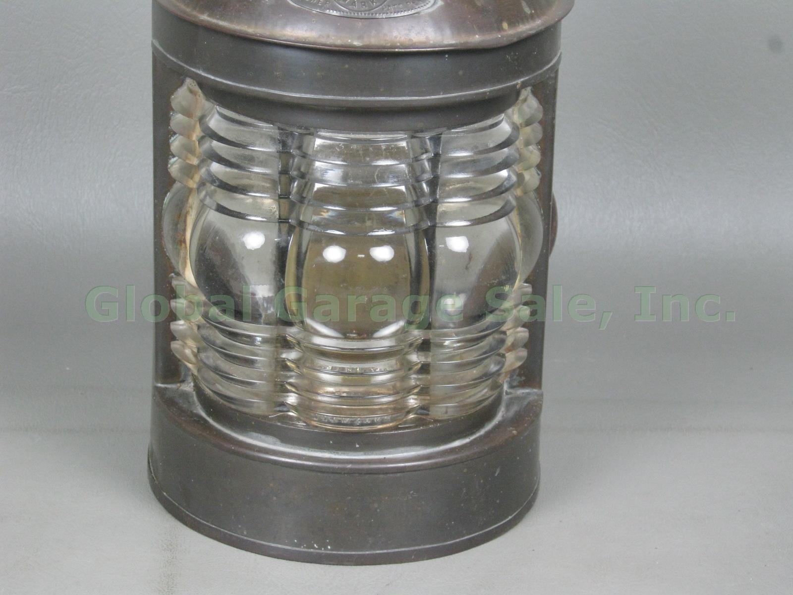 Antique Triplex Brass Maritime Ships Lantern Clear Glass Patent 1910 Electrified 2