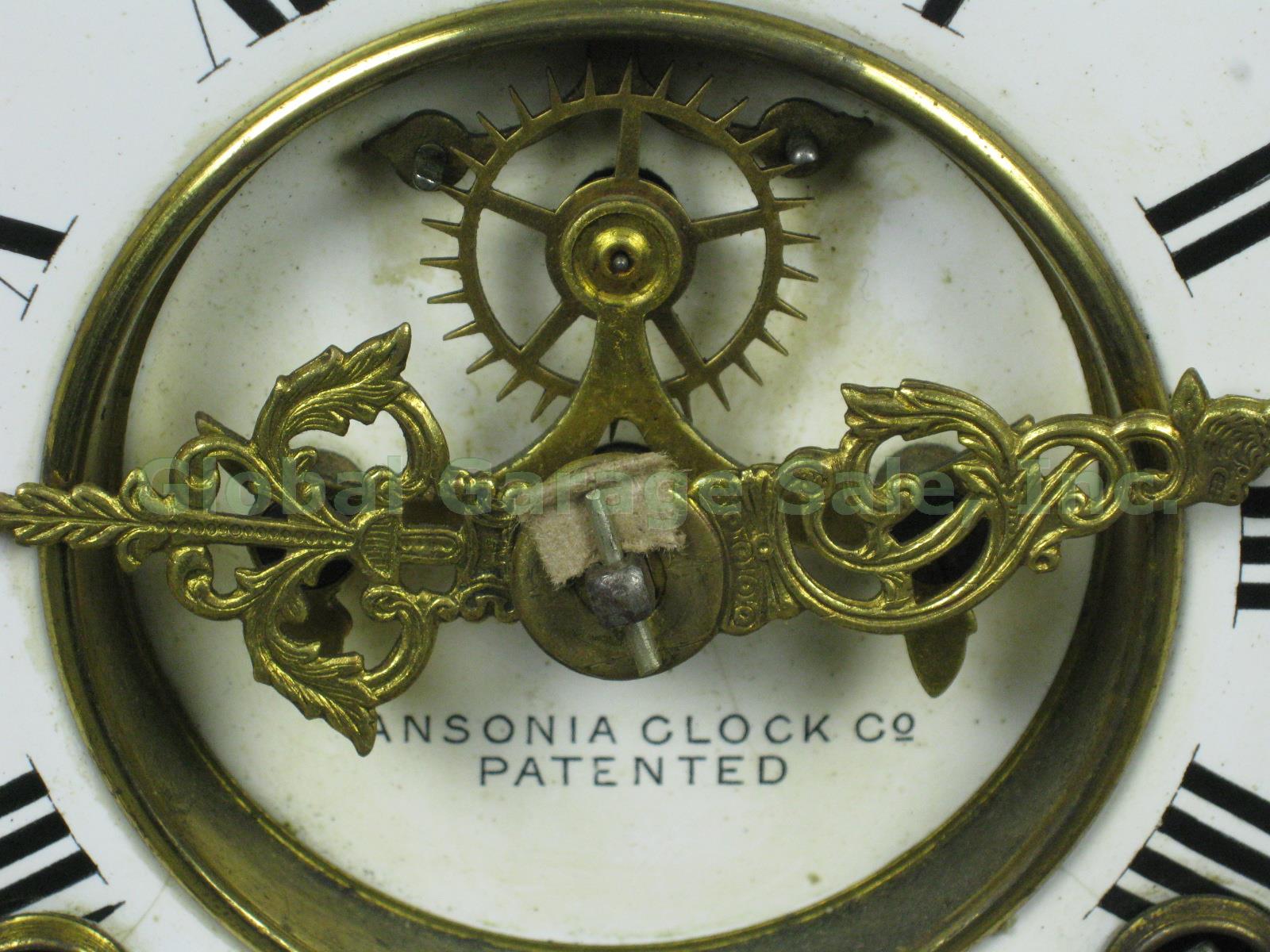 Antique Ansonia Bronze Figural Mantel Mantle Shelf Clock Patent 1882 Lady w/Book 7