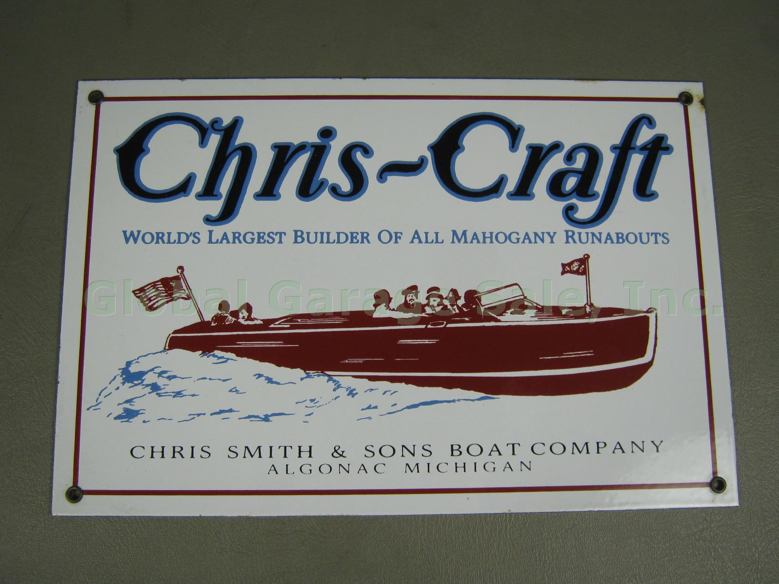 Vtg Porcelain Enamel Chris-Craft Boats Runabout Advertising Sign Smith & Sons NR