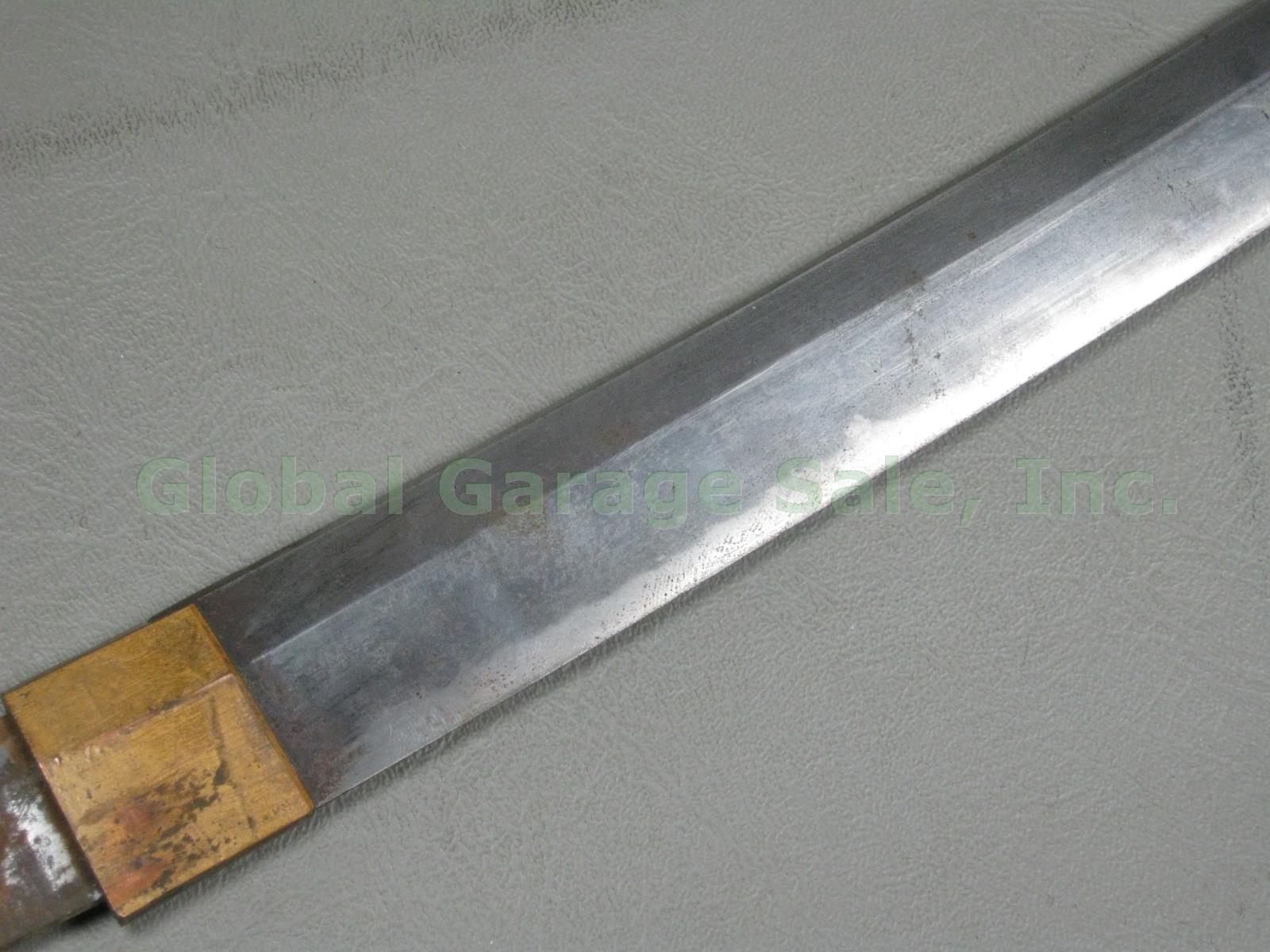 Vtg Antique Signed Nagamura Kiyonobu WWII Gendaito Katana Samurai Sword NO RES! 11