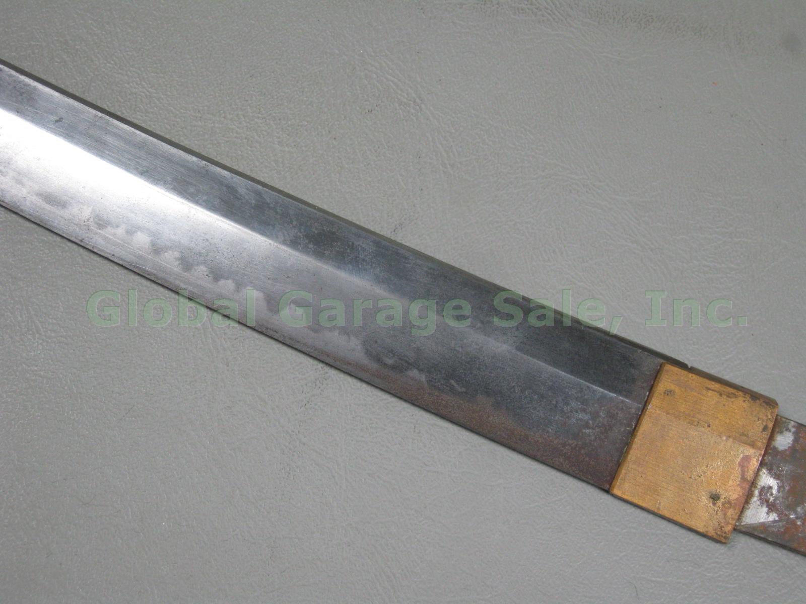 Vtg Antique Signed Nagamura Kiyonobu WWII Gendaito Katana Samurai Sword NO RES! 16