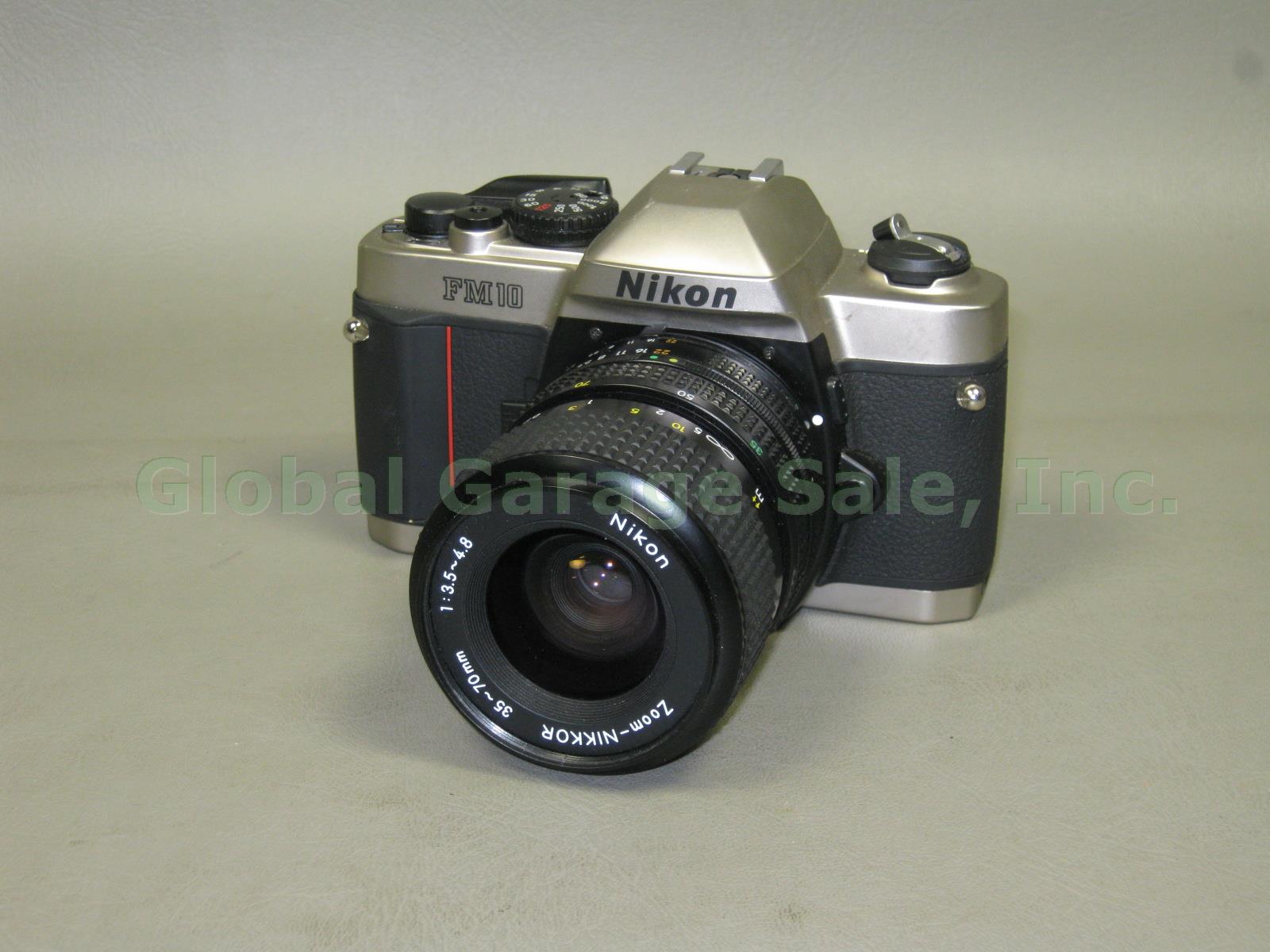 Nikon FM10 35mm SLR Film Camera Zoom Nikkor 35-70mm 1:3.5~4.8 Lens Case Bundle 1