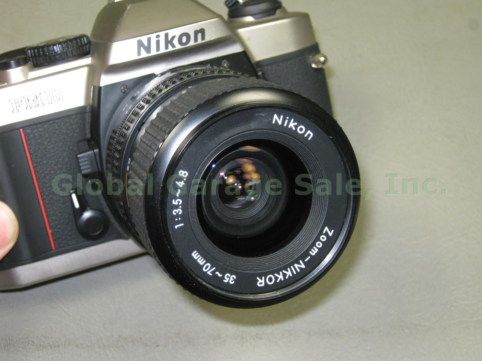 Nikon FM10 35mm SLR Film Camera Zoom Nikkor 35-70mm 1:3.5~4.8 Lens Case Bundle 2