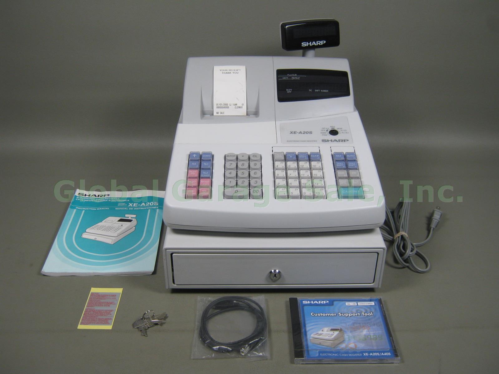 Sharp XE-A20S Electronic POS Cash Register Software CD USB Cable Manual + Bundle