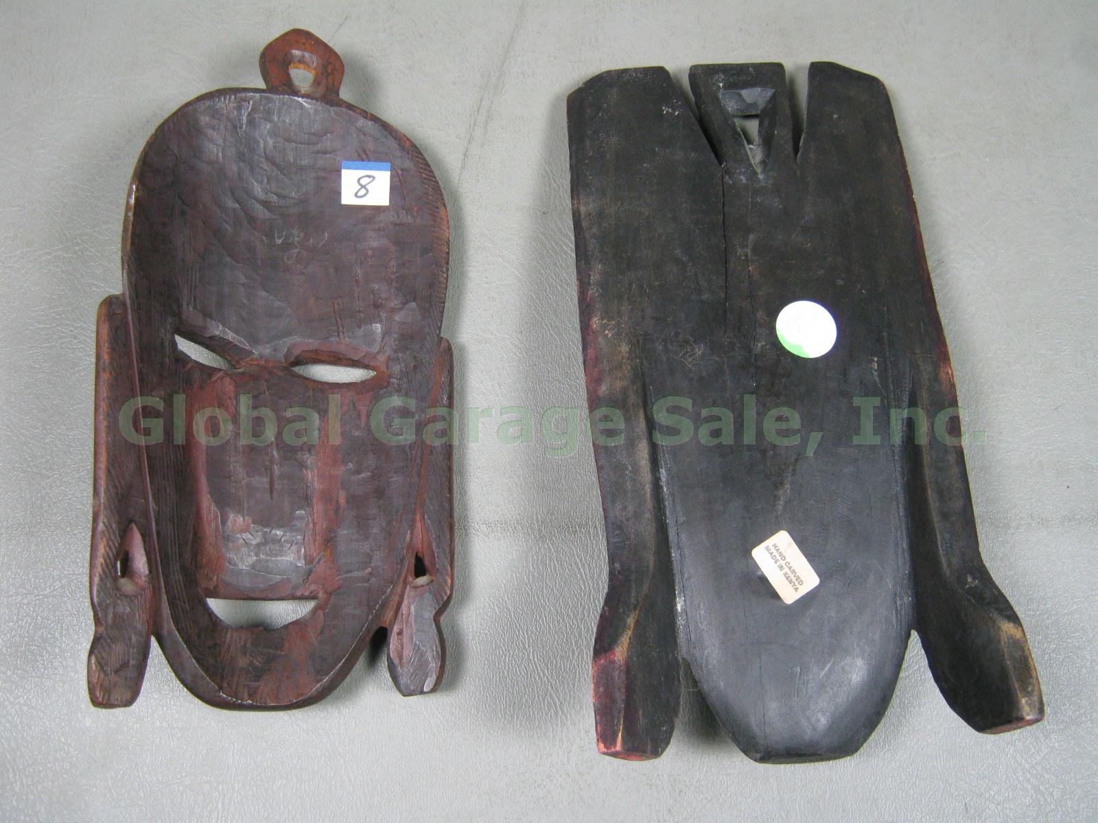 11 Vtg African Carved Wood Wooden Mask Lot Tribal Kenya Zaire Botswana Africa NR 2