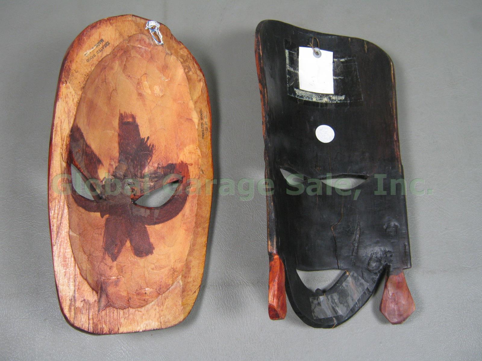 11 Vtg African Carved Wood Wooden Mask Lot Tribal Kenya Zaire Botswana Africa NR 9