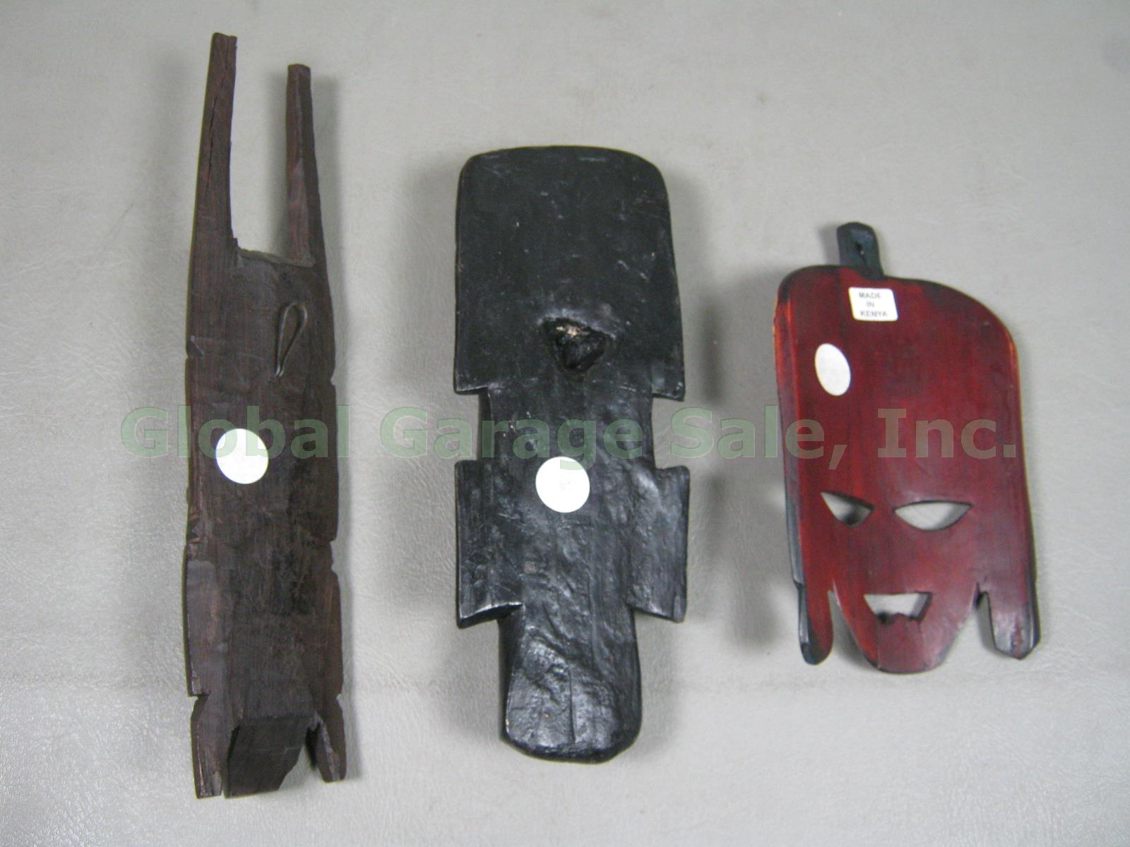 11 Vtg African Carved Wood Wooden Mask Lot Tribal Kenya Zaire Botswana Africa NR 13