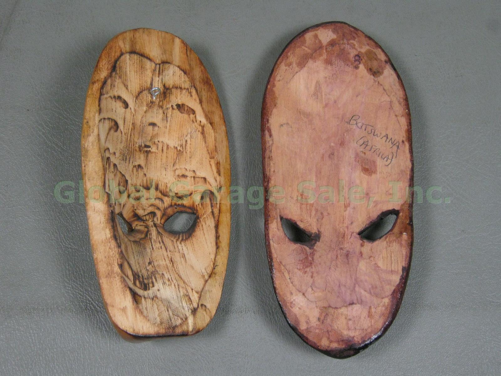 11 Vtg African Carved Wood Wooden Mask Lot Tribal Kenya Zaire Botswana Africa NR 16