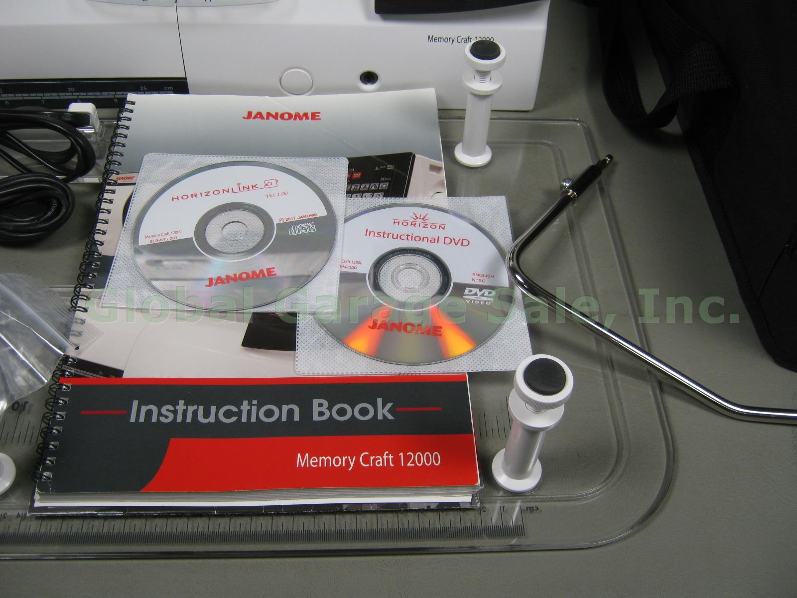 Janome Horizon Memory Craft 12000 Sewing Machine Embroidery Unit Hoops Bundle ++ 15