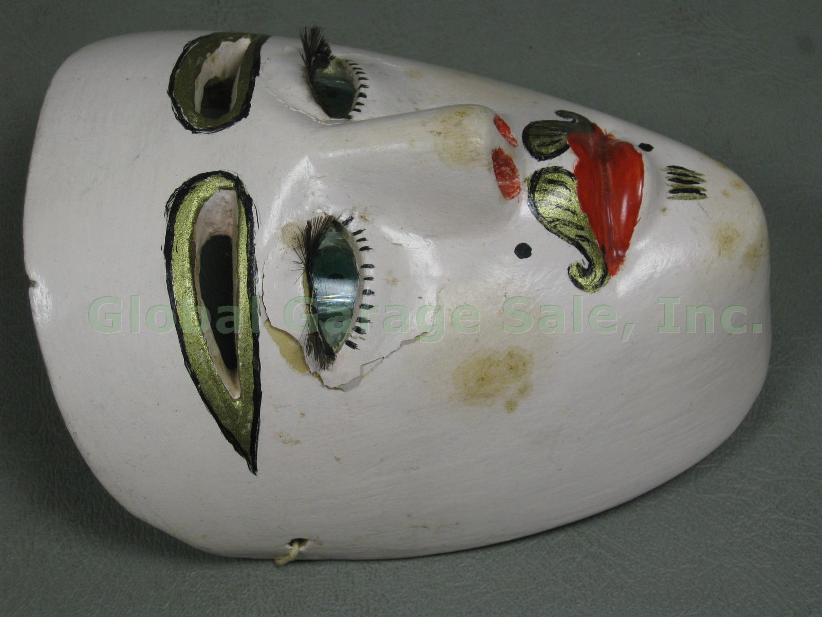Vtg Mexican Mask Lot Jaguar Dog Devil Huichol Quechua Nayarit Folk Art Tin Wood 13