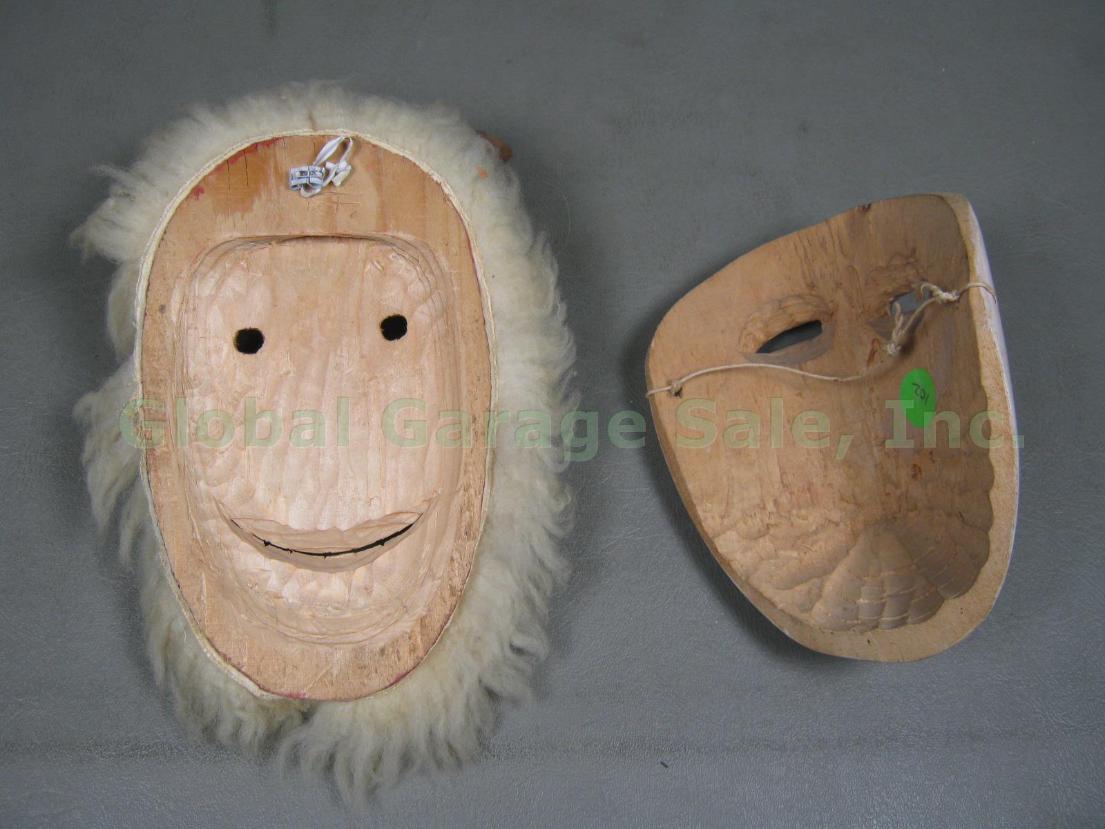 Vtg Mexican Mask Lot Jaguar Dog Devil Huichol Quechua Nayarit Folk Art Tin Wood 14
