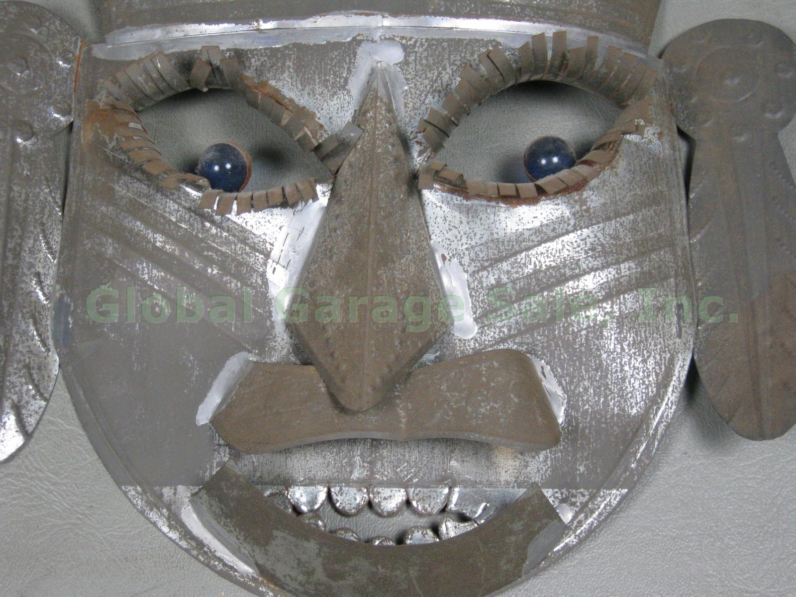 Vtg Mexican Mask Lot Jaguar Dog Devil Huichol Quechua Nayarit Folk Art Tin Wood 18