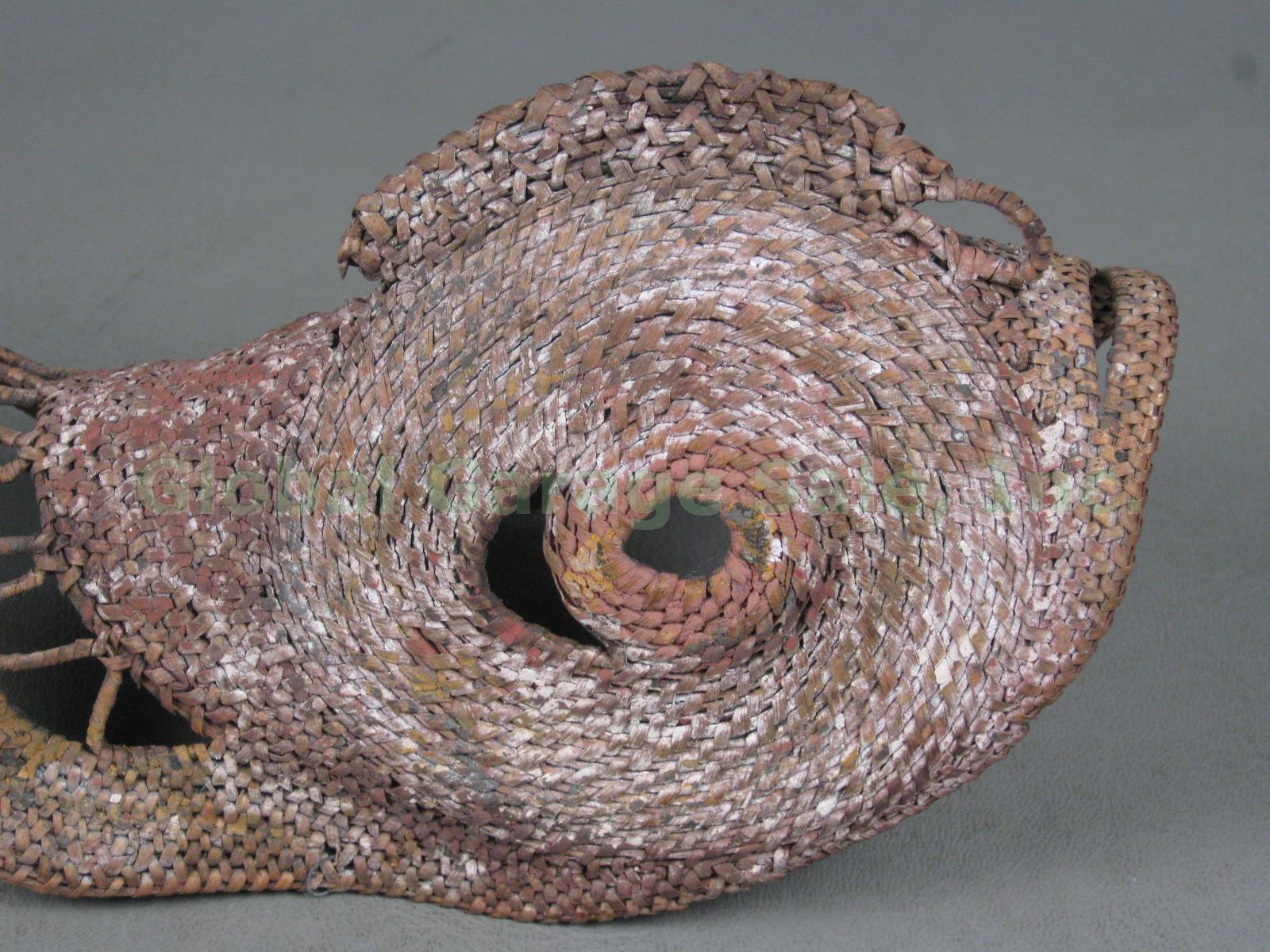 Rare Vtg Antique 9" Woven Yam Fish Spirit Mask Papua New Guinea Sepik River PNG 5